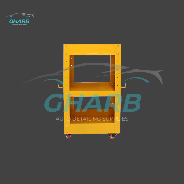 میز ترولی سه طبقه زرد مخصوص مراکز دیتیلینگ مدل Detailing Trolley 2075